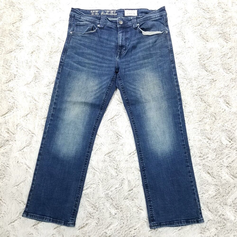 Tk Axel Jeans Mens 36x30 Blue Slim Boot‎ Dark Wash Denim